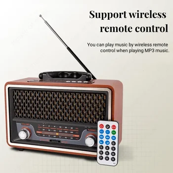 157-битов дървен ретро слушалка Bluetooth, FM-полнодиапазонное преносимо радио square dance, поставяне на безжични телефонни карти, USB флаш памети