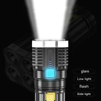 2022 Година Нов Стил 4LED Фенер Мини Преносима Лампа С Вградена Батерия 1200mA 18650 Акумулаторна батерия USB COB LED Фенерче