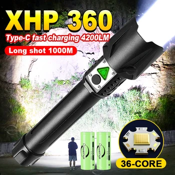 XHP360 LED Ултра Мощна Акумулаторна Фенерче 4200LM Висока Мощност Led Фенерче 12000mAh Открит Фенерче С Увеличение Тактически Фенер