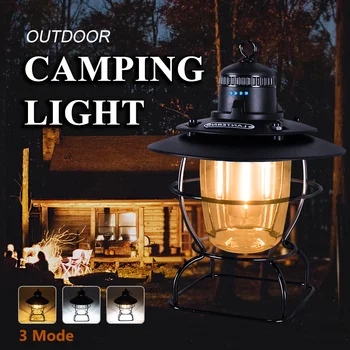 Акумулаторна походный фенер с плавно затъмняване, преносими led ретро лампа, водоустойчив за разходки, риболов, аварийно зареждане тип C