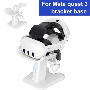 Зарядно устройство за Контролер, Слушалки Meta Quest 3 VR Скоба За Съхранение на Дисплея Докинг станция За Зареждане и Слушалки с Led Подсветка