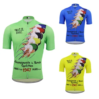 Класическа Велосипедна Майк Мъжки Дрехи за планински велосипеди с къс ръкав Дишаща Велосипедна облекло МТБ Road Race Топове Пъстри
