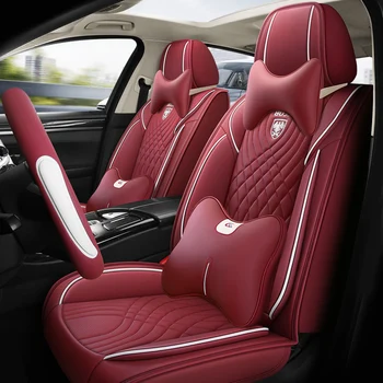Универсални кожени калъфи за автомобилни седалки, пълен комплект за Suzuki Vitara Mazda 6 Fiat Bravo Seat Arona Honda Fit Аксесоари